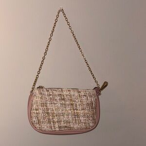 Fashion Nova Tweed Shoulder Bag - Pink and Gold